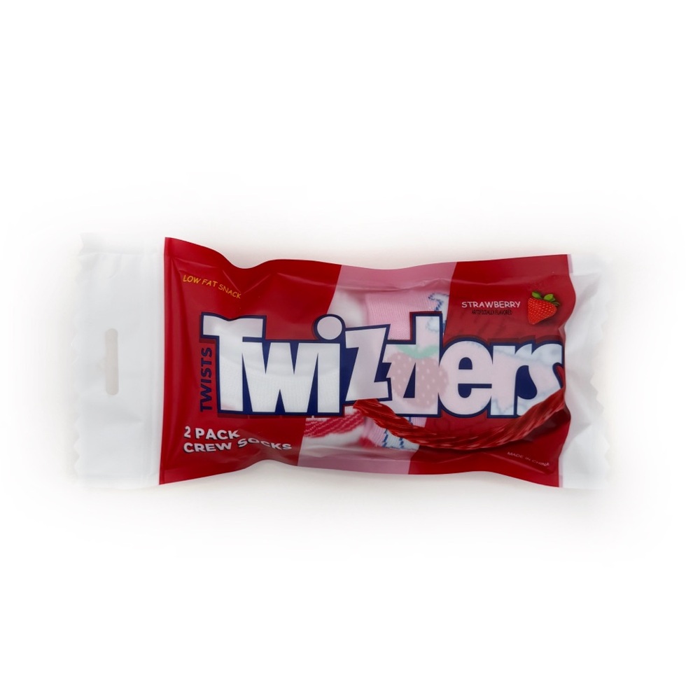 Twizzlers Strawberry Twists Candy Crew Socks Womens Gift Set 2 Pairs Red White